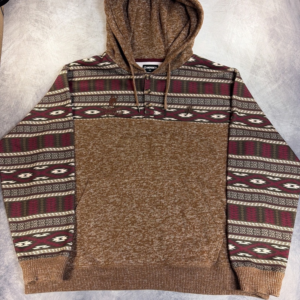 Hooey Pendleton Round-Up Hoodie Mens XXL Brown Southwestern Aztec Pullover